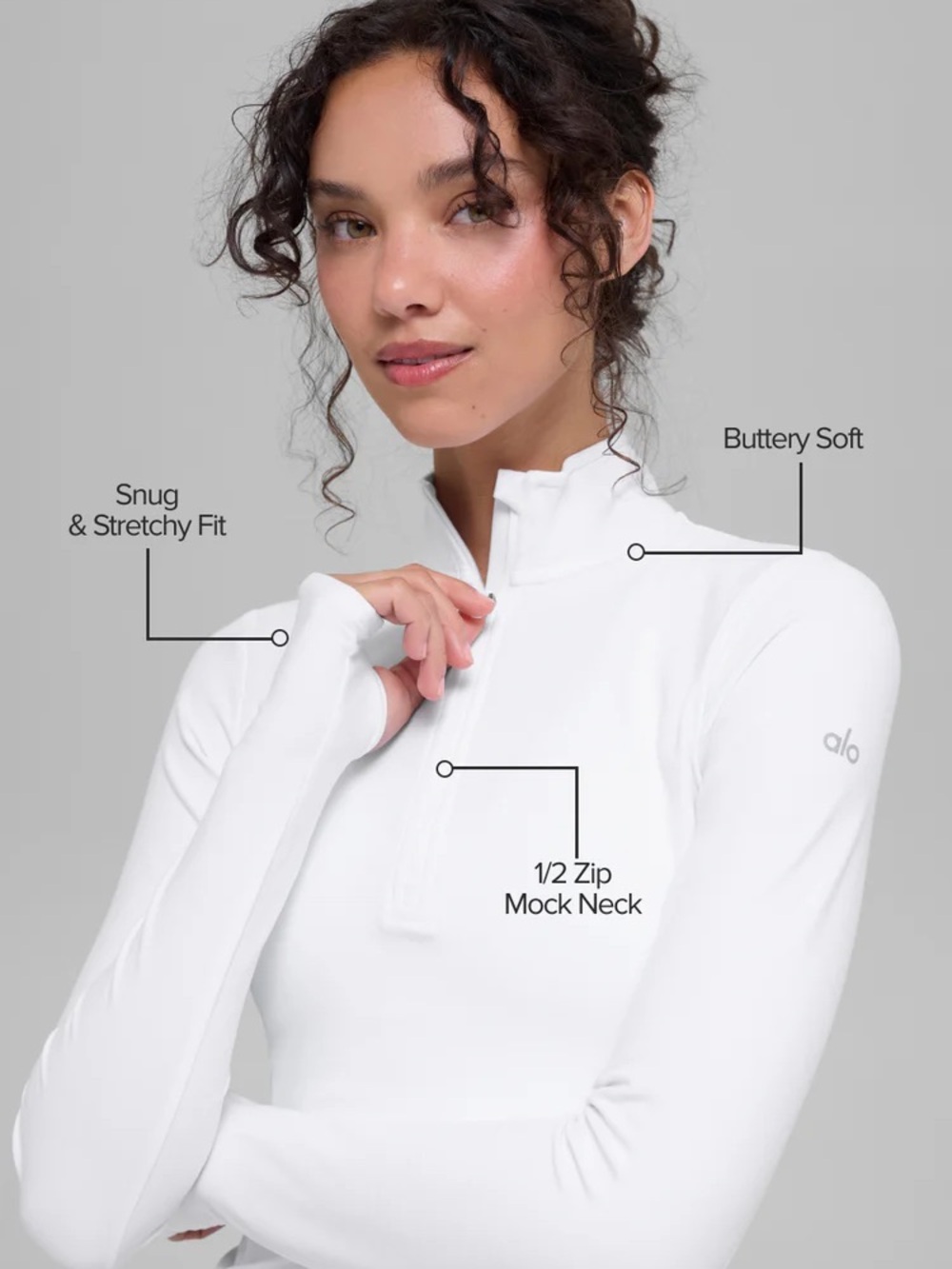 ALO Yoga Alosoft 1/2 Zip Rapid Pullover White Size Small - Picture 2 of 5